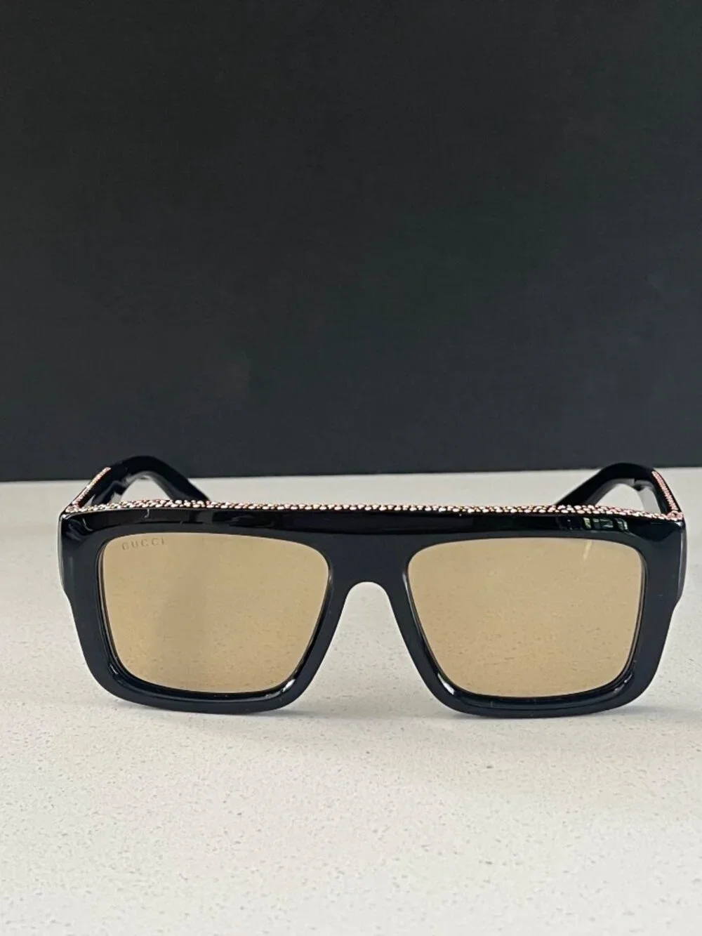 Gucci GG 1461S black square sunglasses with crystals